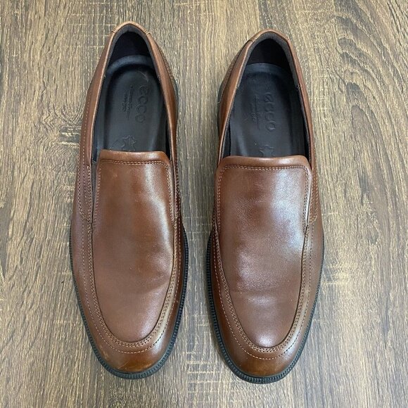 ECCO Helsinki Apron Toe Brown Leather Slip On Loafer Dress Shoes main image 13